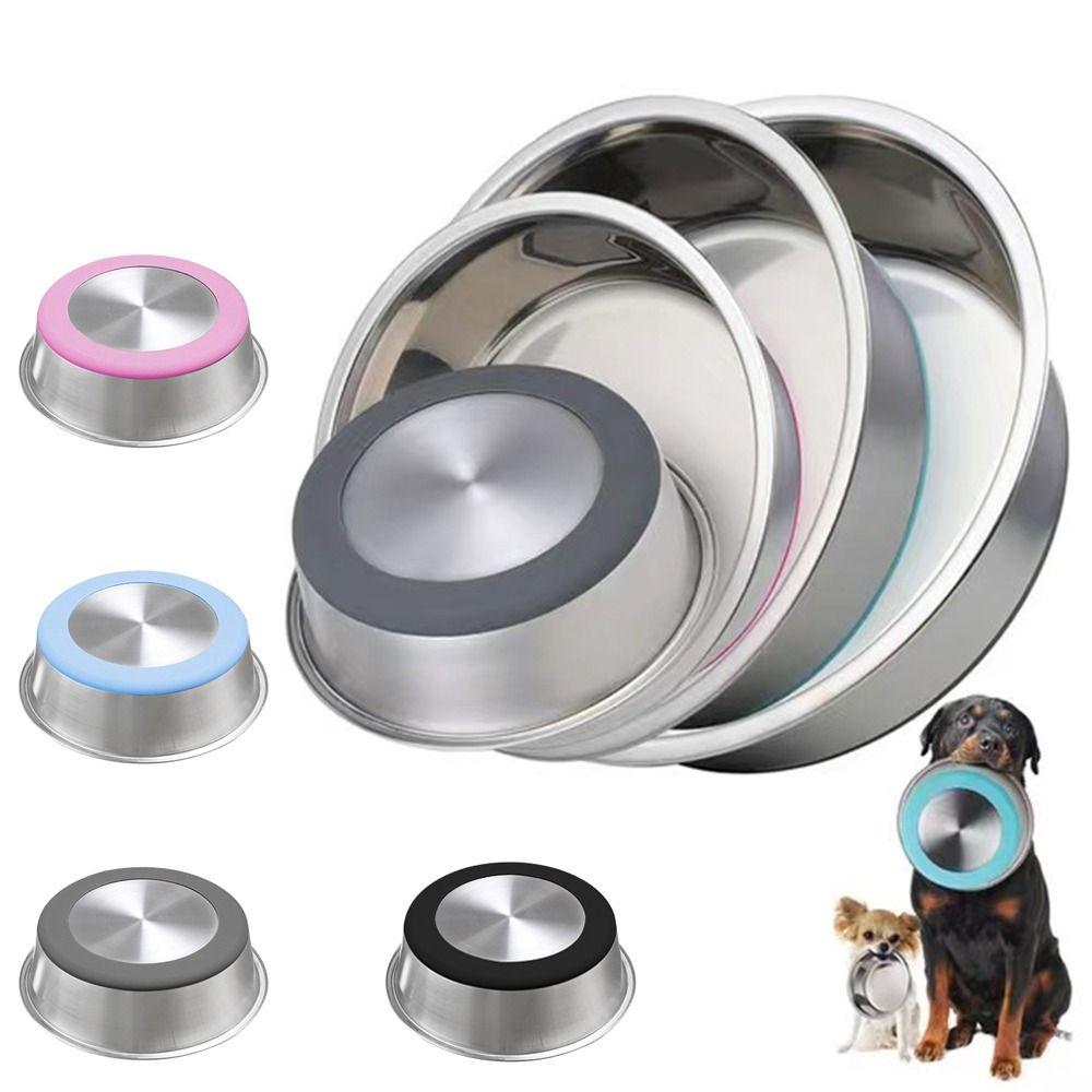 Stainless Steel Cat Dog Bowls Anti-slip Cat Water Drinking Bowl Dog Basin  Small/Large Dogs