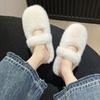 French Flat-bottomed Bag Head Fluffy Slippers Women's Outer Wear 2025 New Autumn One-pedal Plush and Fleece Cotton Mop Cotton Shoes