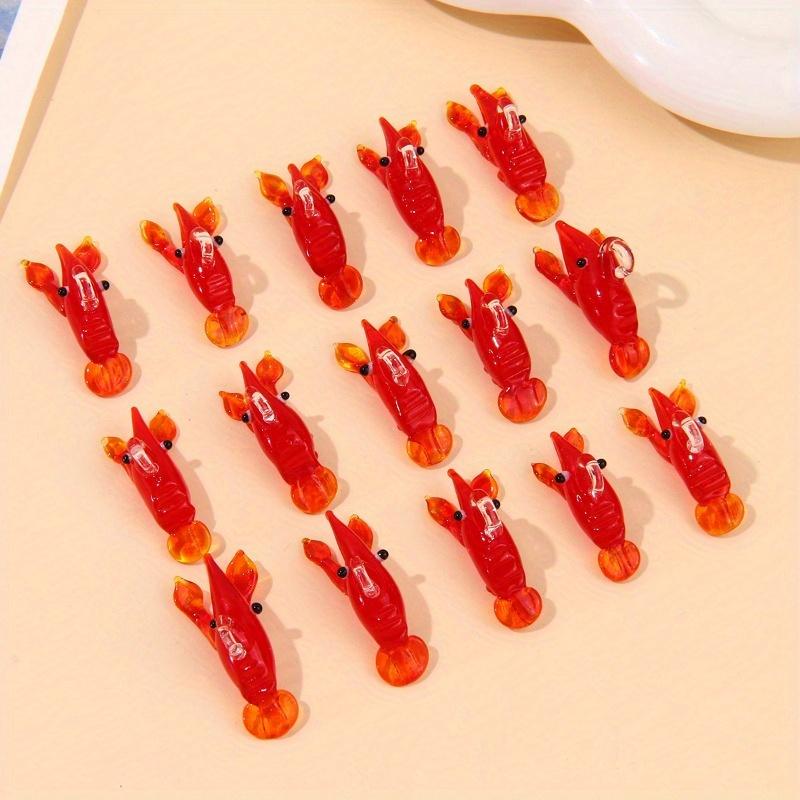 1PC Red Lobster Mini Figurine Pendant Cute Charms Crayfish Prawn Shrimp Tiny Statue Ornaments Aquarium Decor Supplies