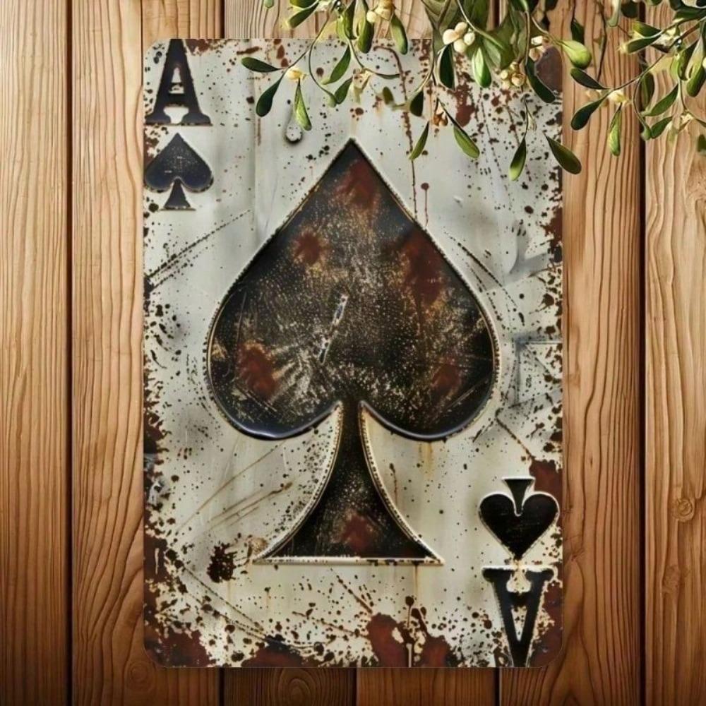 Vintage Metal Sign Ace of Spades Playing Card Decor for Bar Garage Wall Art 20x30cm