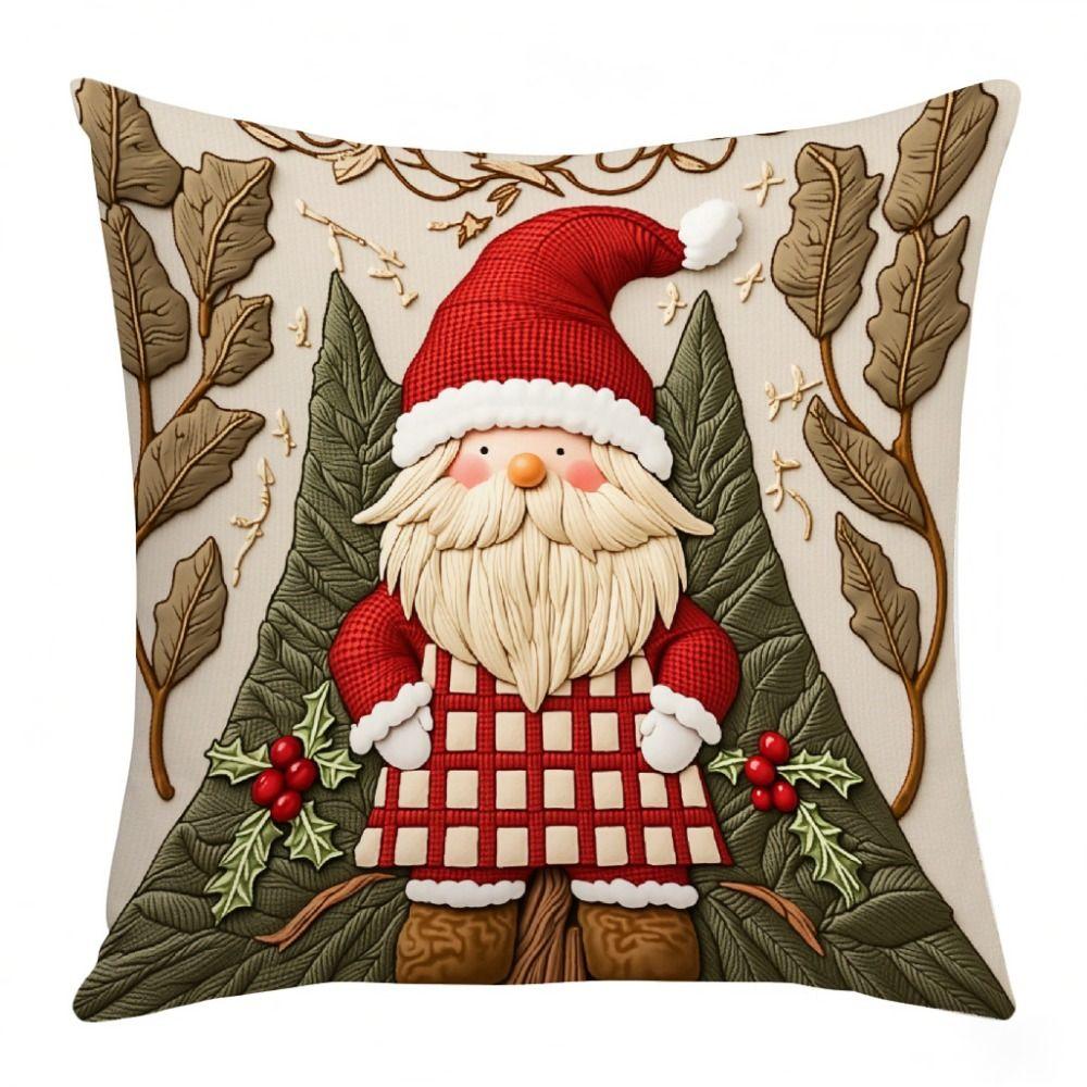 45×45cm Christmas Throw Pillow Cover Santa Claus Christmas Tree Pillowcase Linen Removable Sofa Cushion Cover Home Decoration
