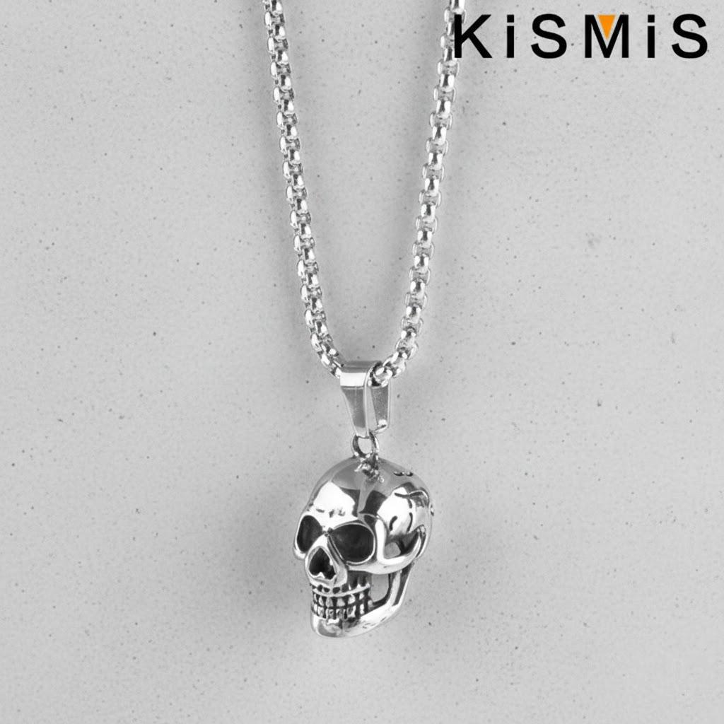 

Personality Retro Punk Rock Goth Trendy Exaggerated Skull Necklace Male Popular Jewelry Party Halloween срібний