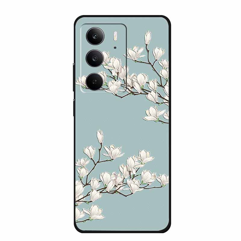 3D Emboss Case For Realme C75 4G 5G C75x V70 V70s 14x Realme C71 4G Case C 75 71 Coque Flower Black Silicone Soft Back Cover Bag