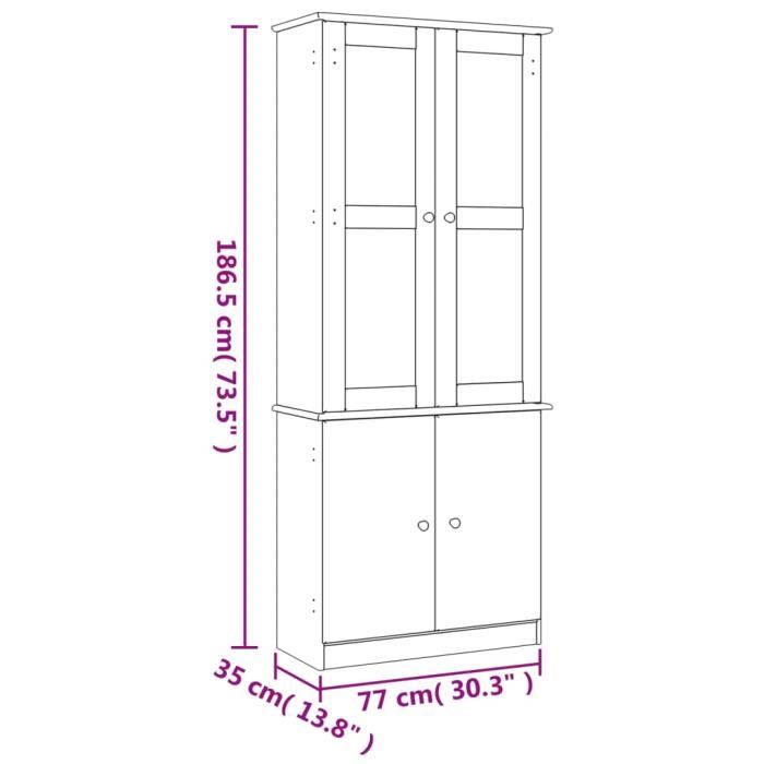 VidaXL Vitrine en verre ALTA blanc 77x35x186,5 cm bois de pin massif 353950