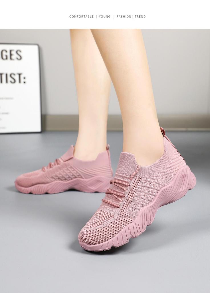 Women's European & American Style Breathable Flyknit Sneakers - Lightweight, Large Size, Casual Sports Shoes