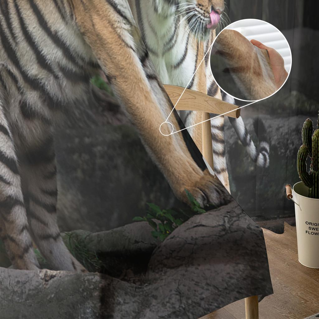 Wildlife Two Tigers Forest Chiffon Sheer Curtains for Living Room Bedroom Home Decoration Window Voile Tulle Curtain Drapes