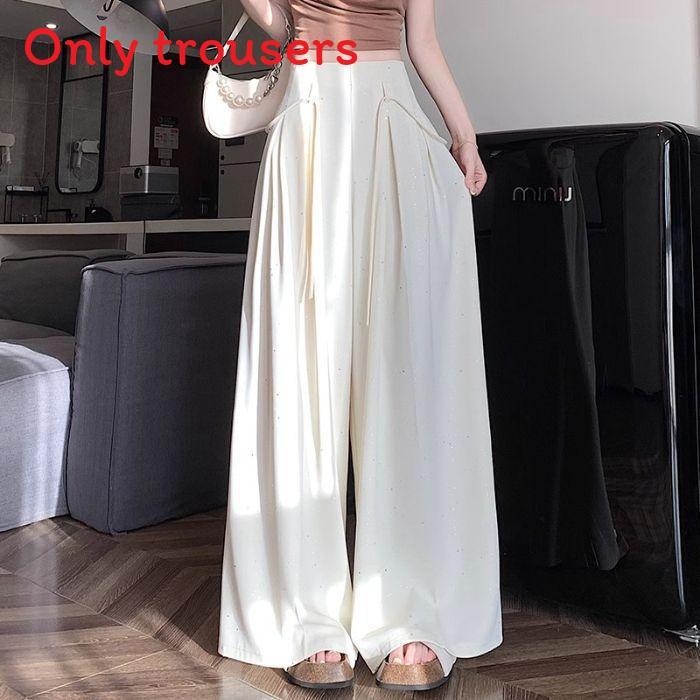 Summer Fashion Wideleg Suit Skirt Pants For Women With Solid Color And Fine Flash Design