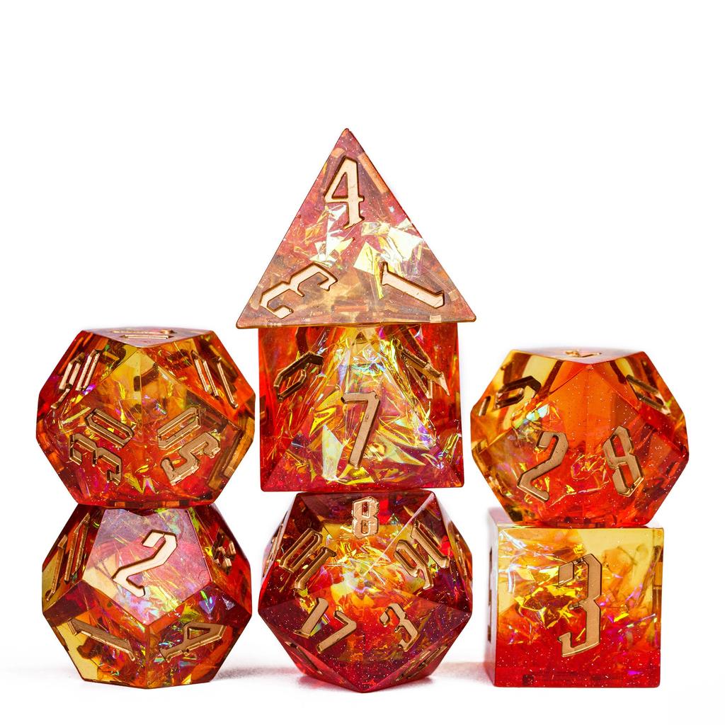 Cusdie Unique DND Dice Sharp Edges D4 D6 D8 D10 D% D12 D20 Polyhedral Dice Set for Dungeons&Dragons Tabletop Role Playing Games