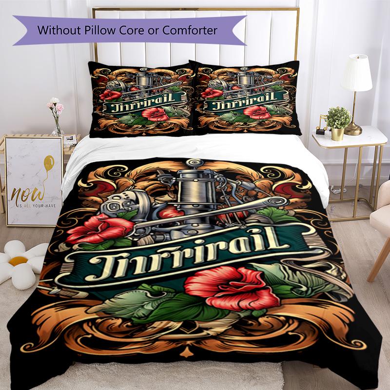 Tattoo Style Bedding Set Breathable Duvet Cover with Pillowcases Decorative Bed Linen for Bedroom Home Decoration Birthday Gift