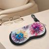 2D-Colorful Floral Pattern Zipper Sunglasses Case, Protective Eyewear Container with 3D Flower Print, Travel Glasses Organizer for Women Gift