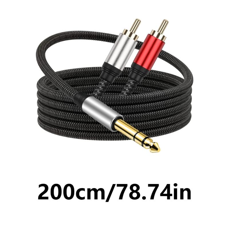 2RCA to 6.35mm AUXs Cable, 6.35mm 1/4 to 2RCA Male Headphone Adapter Y Splitter Stereo Sound Cord for Tablets