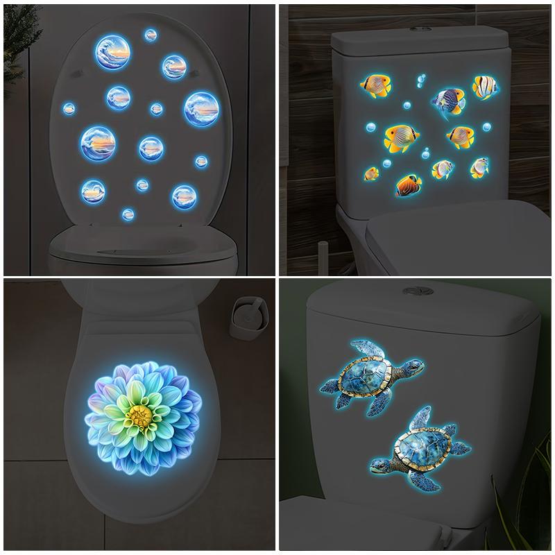 Glow-In-The-Dark Flower Fairy Mandala Toilet Sticker Bathroom Decoration Toilet Lid Decorative Decal Self-Adhesive Removable