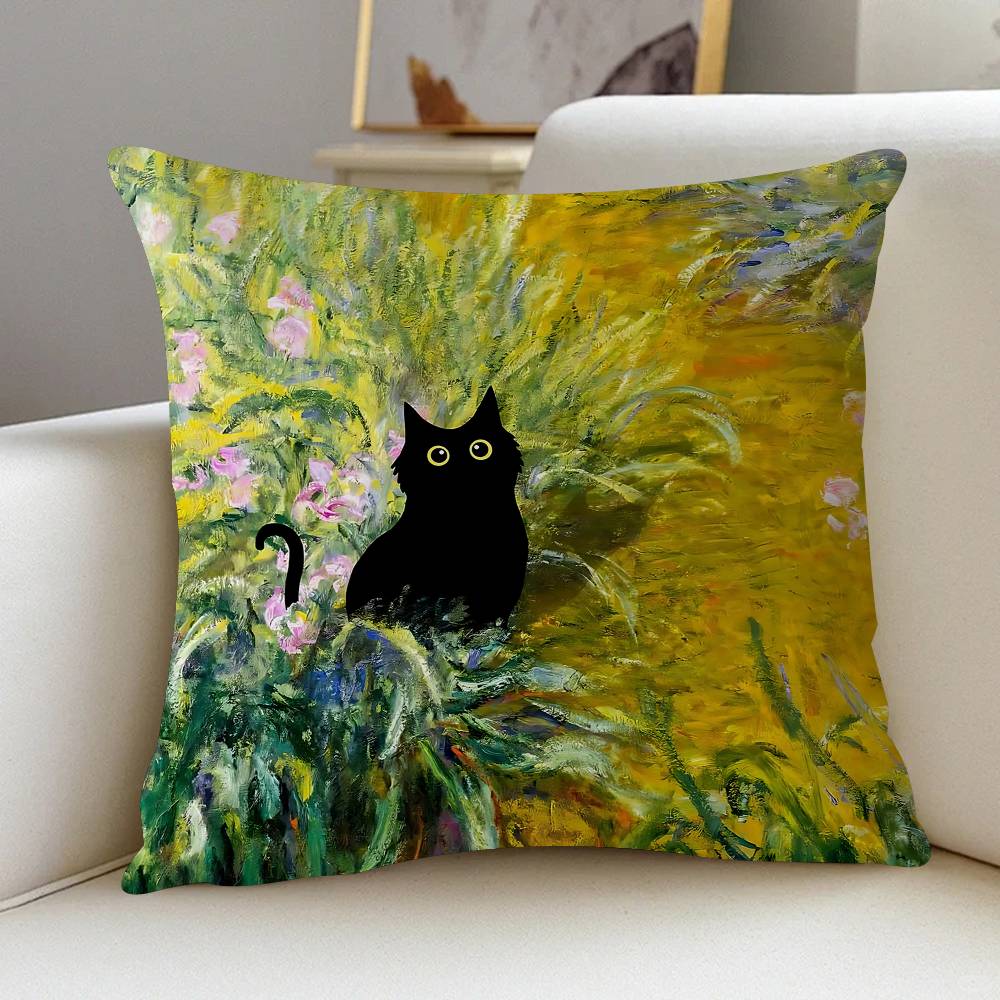 Claude Monet Classic Art Collection Cat Cushion Cover 30x50 Polyester Sofa Cushions Decorative Pillows Decoration Pillowcover