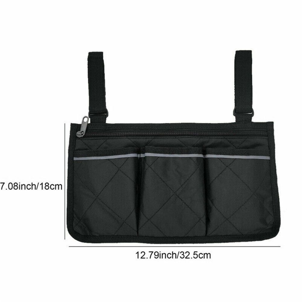 Portable Multi-pocketed Durable Pocket Organizer Storage Bag Armrest Pouch Wheelchair Side Bag