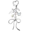 Sparkling 3D Cherry Charm Keychain Accessory Fashionable Bowknot Pearls Key Rings Portable Bag Decoration for Women