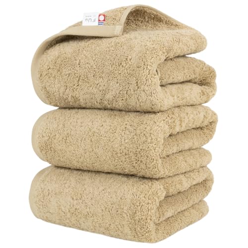 

oruTa Imabari Bath Towels, Set of 3, 100% Cotton, Thick, Soft, Absorbent, and Gentle on the Skin, FUu Hotel-Quality, Perfect for After-Bath Use or as