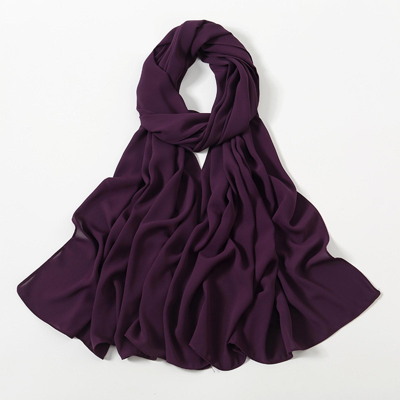 Lightweight Soft Chiffon Scarf Solid Pattern Long Rectangle Shawl Wrap Versatile Everyday Accessory for Women Men One Size