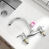 Modern Double Lever Chrome Kitchen Sink Hot and Cold Mixing Faucet 2-hole Deck