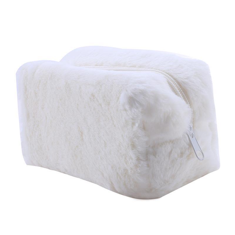 Fur Makeup Bags for Women Soft Travel Cosmetic Bag Organizer Case Young Lady Girls Make Up Case Necessaries 1 Pc Solid Handbags