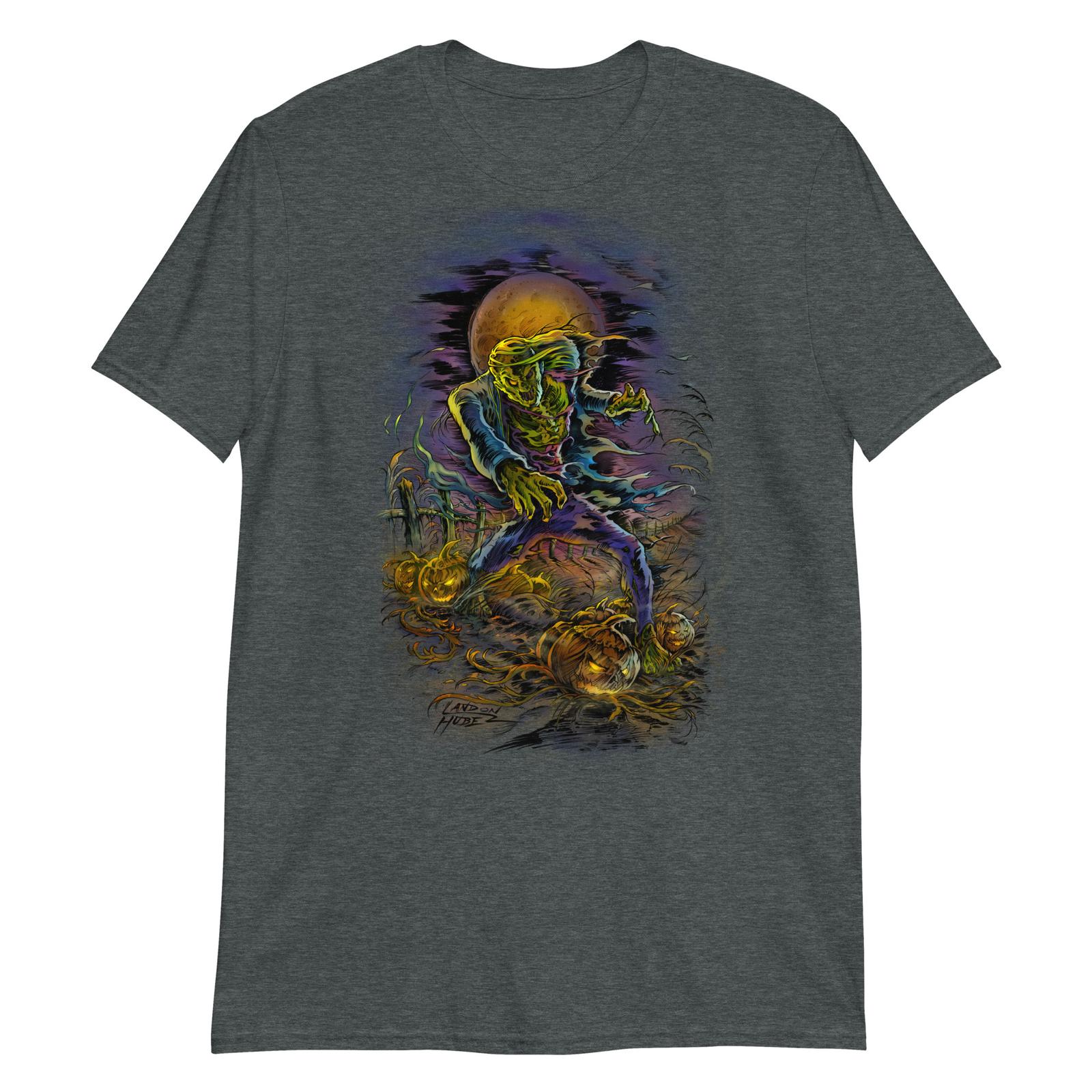 Spooky Creative Halloween T-shirt, Ghoul With Pumpkins ART TEE by Landon Huber. S разноцветный