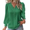 Women's V Neck Top Soft Shirt Lace Long Sleeves Shirt for Spring and Autumn