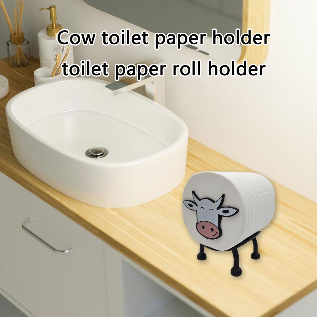 Lovely Cow Toilet Paper Holder Funny Toilet Tissue Rack Toilet Roll Paper Holder Bathroom Accessories Easy To Use
