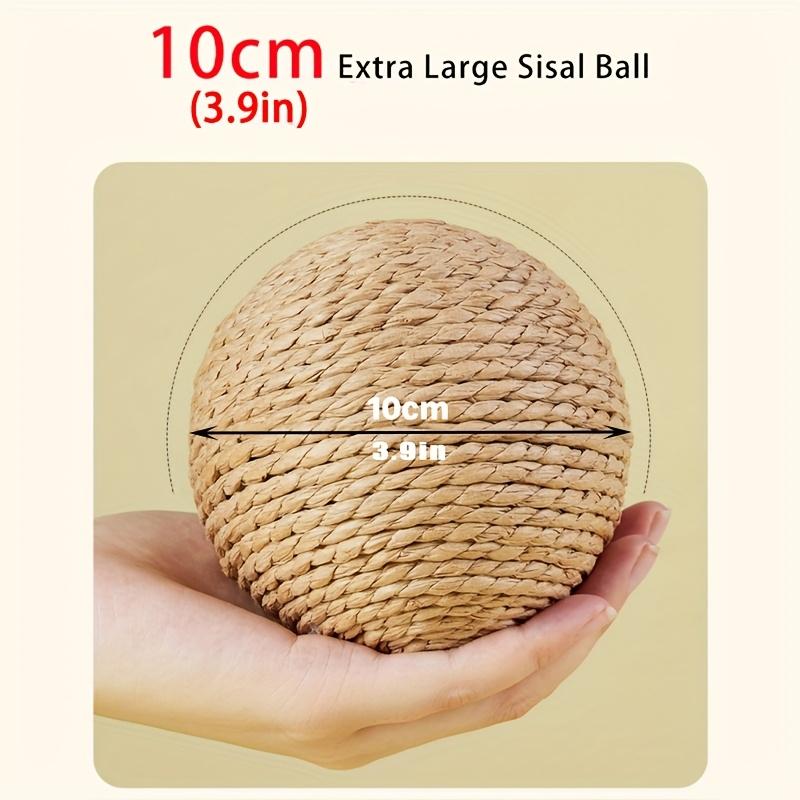 Interactive Sisal Cat Scratching Ball - 10.16cm Durable, Sound-Making Toy for Endless Fun & Exercise, Ideal for Large Breeds
