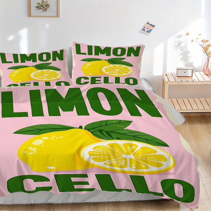 

3pcs Lemon Duvet Cover Set, Soft Comfortable Duvet Cover,Guest Room (1*Duvet Cover + 2*Pillowcase, Without Core) yy251104108 135x200cm