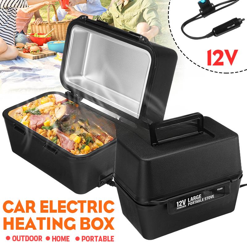 Large Capacity Electric Lunch Box Portable Electric Heating Food Warmer Heater Rice Container for Home Office Car Lunch Box Black 12V