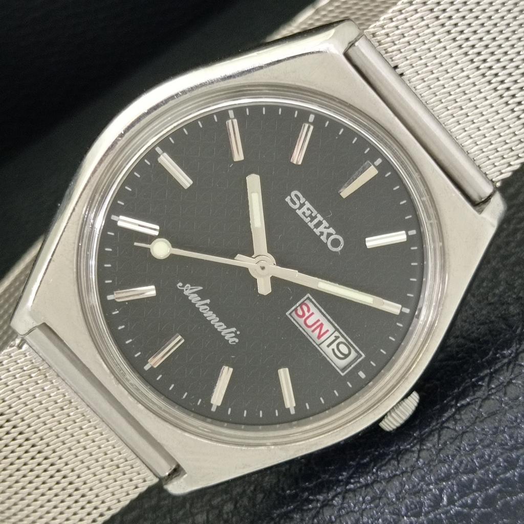 VINTAGE JAPAN SEIKO AUTOMATIC 6309A MENS BLACK COLOR DIAL WATCH a500838-5 R154-a500838