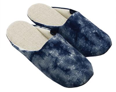 Ai Blue Indigo Fabric 01 Blue Spot-Dyed Slippers, Medium, (26cm)