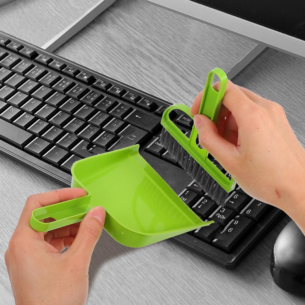 Mini Hand Broom and Dustpan Set Blue Compact Small Cleaning Tool for Desktop Keyboards Pet Cages Efficient Sweeping Broom