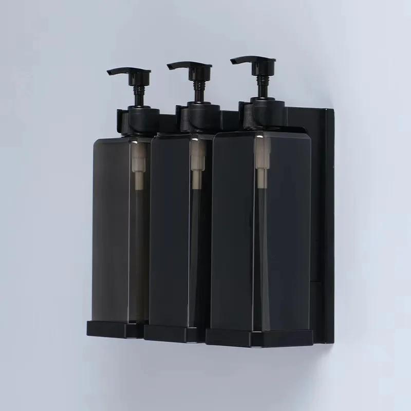 Manual Press Soap Dispenser Light Luxury Bathroom Hotel Multi-head Wall-mounted Shampoo and Shower Gel Holder 500ml