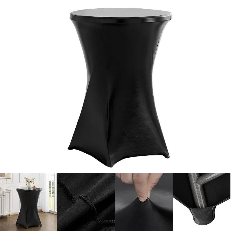 Metallic Cocktail Tablecloth Spandex Round Table Cloth Cover For Hotel Banquet Party Wedding Decoration Four Legs Round Base