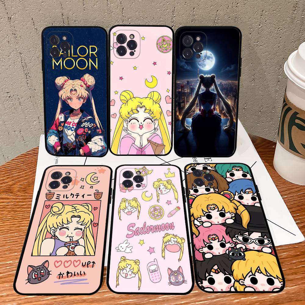 S-Sailors Anime Moon Phone Case For IPhone 17 16 15 14 13 12 Mini 11 Pro Plus Soft Silicone Cover