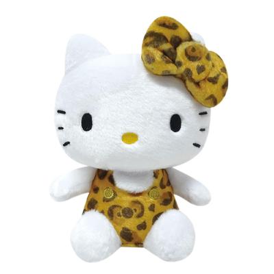K Company Hello Kitty Print Sitting Plush H19 X W14 X (Leopard Series) Toy, Brown, KTH-ON-BR, D9.5cm