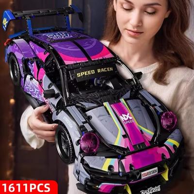 2024 Neu 1611 Stücke Neue Tech-Bausteine Super Racing Cooles Modell Glattes Design ABS-Material Geburtstagsgeschenk für Kinder Spielzeugauto
