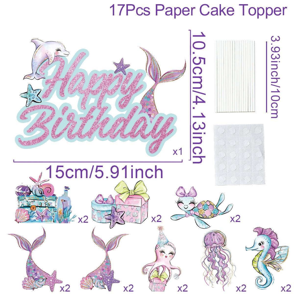 

Mermaid Themed Birthday Cake Topper Decor Mermaid Tail Happy Birthday Cake Topper for Birthday Cake Baby Shower Party Supplies