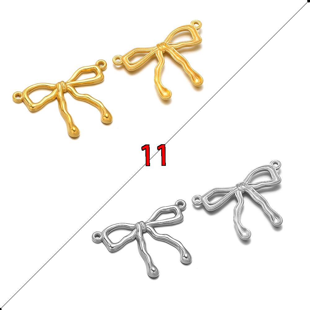 5pcs Stainless Steel Bow Knot Cute Fashion Summer Series Simple Style Pendants for Necklace Earrings Making Handmade DIY Jewelry