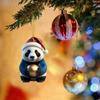Cartoon Christmas Panda Ornament 2D Xmas Hanging Ornament Car Panda Pendants  Party Supplies