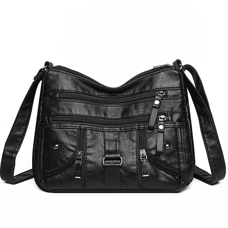 Double Layer Small Square Bag Soft Leather Mother Bag Large Capacity Single Shoulder Crossbody Bag