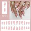 24 Uds. Uñas Artificiales de Presión Medias Patrones Elegantes de Tulipanes Uñas Falsas Cómodas para el Uso Diario Material ABS