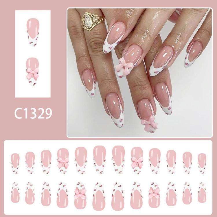 24 Uds. Uñas Artificiales de Presión Medias Patrones Elegantes de Tulipanes Uñas Falsas Cómodas para el Uso Diario Material ABS