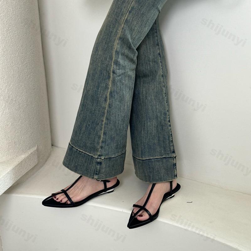 Fashion Women Sandals Summer High Heels 2025 New Fashion Pumps Dress Pointed Toe Elegant Heeled Mid Heels Buckle Shoe Sandalias De Mujer