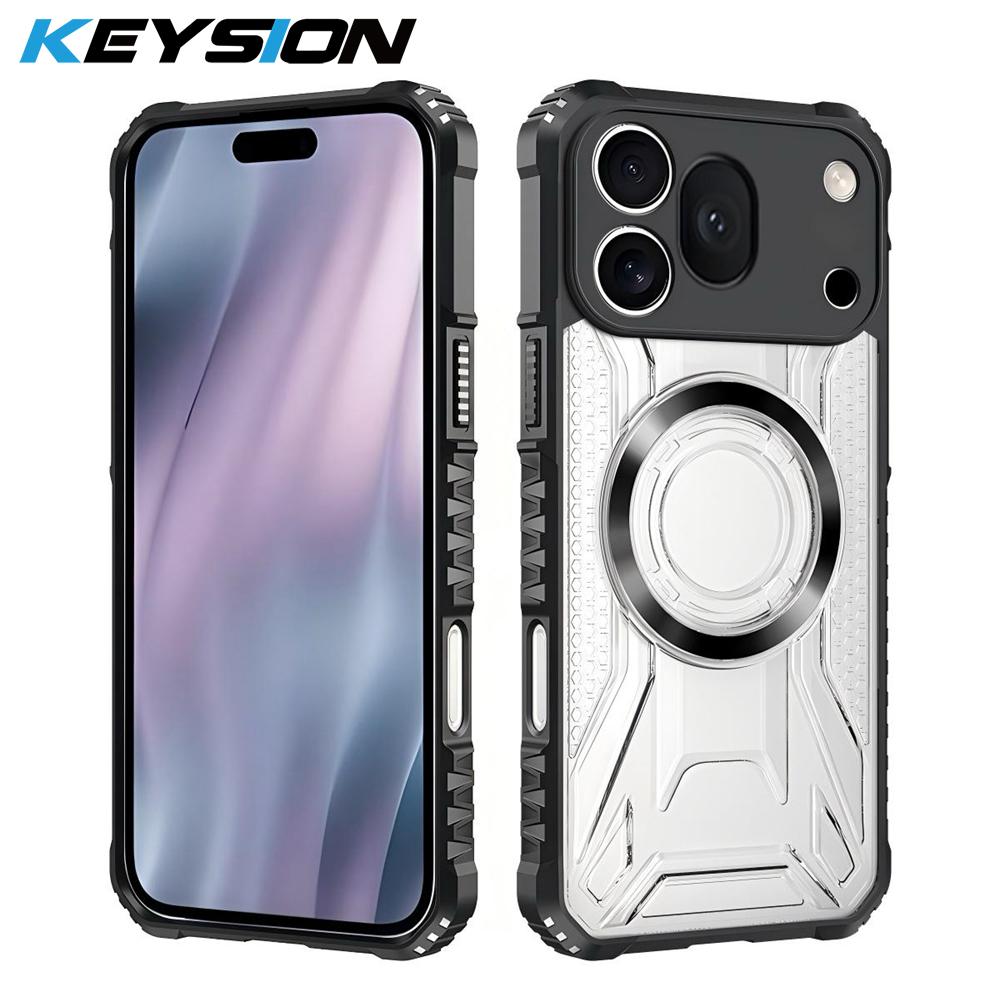 KEYSION Transparent Magnetic Case for Honor 600 Pro 5G Soft Silicone+PC Heavy Duty Shockproof Phone Back Cover for Honor 600 Pro