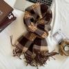 New Popular Tassel Imitation Cashmere Plaid Scarf Women's Senior Sense Autumn and Winter Long Thermal Shawl Commuter College Style