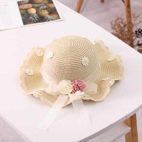 Marguerite Dress Up Bow Wide Brim Girl Straw Sunhat Purse Hat Bag Set for Outdoor