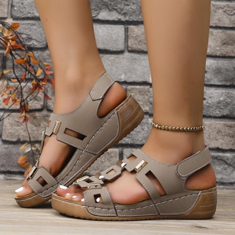 

Summer Elegant Thick Sole Non-slip Comfortable Wedge Sandals Fashionable New Round Toe Sexy Large Size Casual Sandals for Women 36 хакі