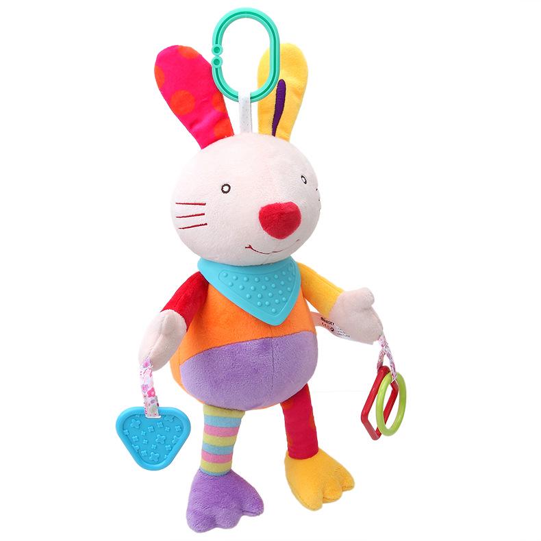 Cute Puppy & Rabbit Pacifier Doll - Colorful Plush Teether Toy with Crinkle Paper for Babies
