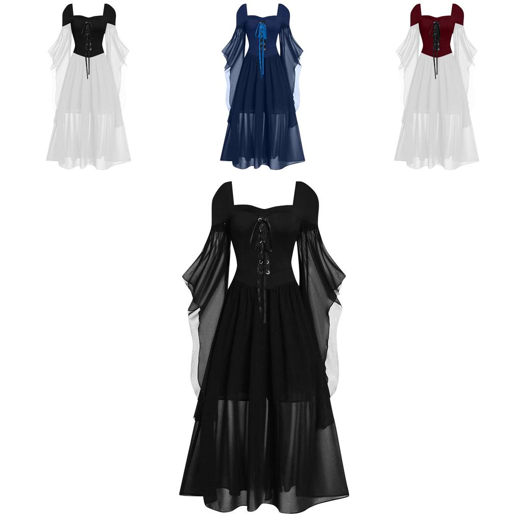 Stunning Vintage Inspired Witch Maxi Dress With Flared Sleeves Available In Ten Colors